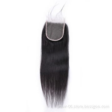 ALLRUN Hair 4 x 4 Brazilian Closure Straight Human Hair Free/Middle Part Lace Closure 8"-20" Natural Color